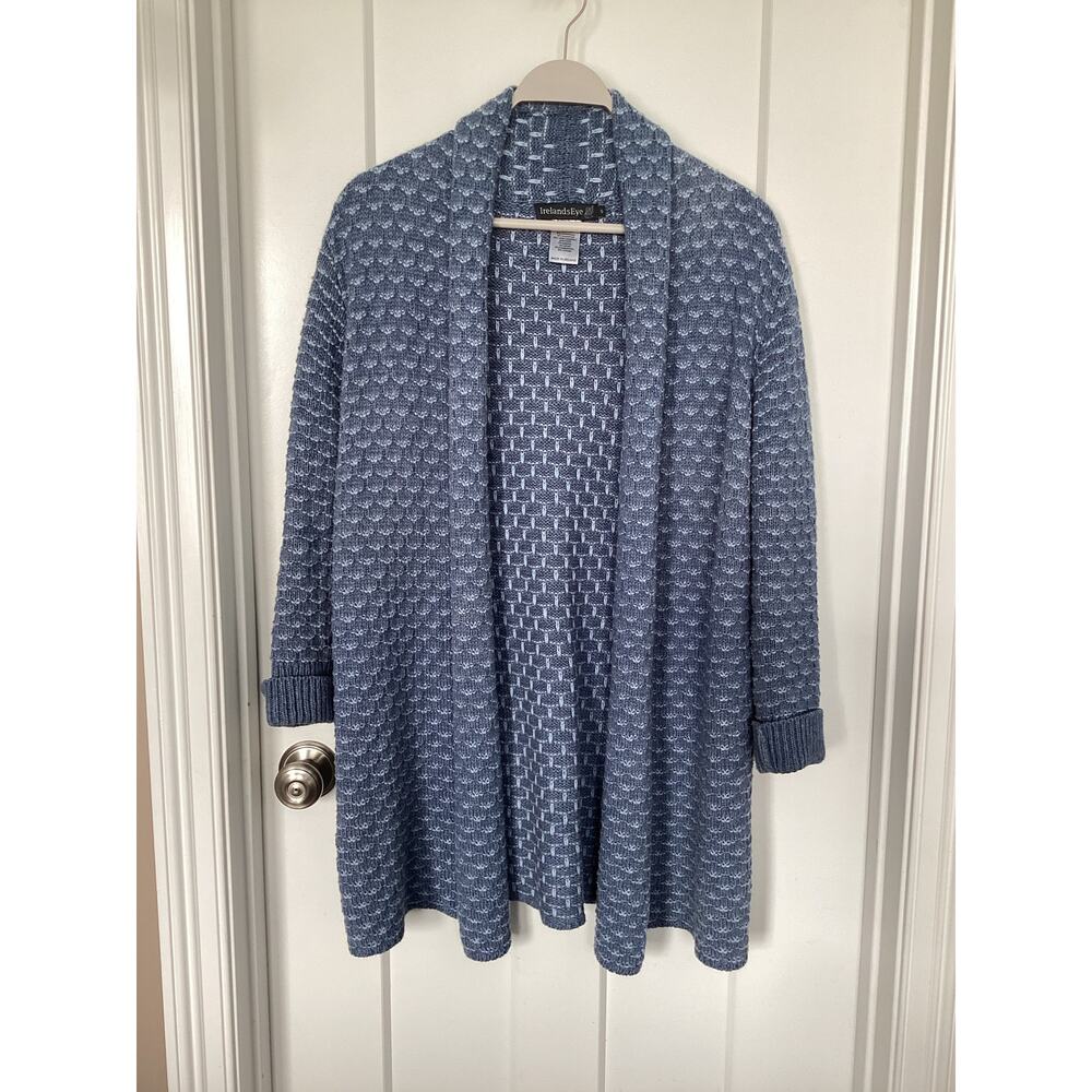 irelandseye blue  texured cardigan sweater Irish Ireland knitwear size‎ small